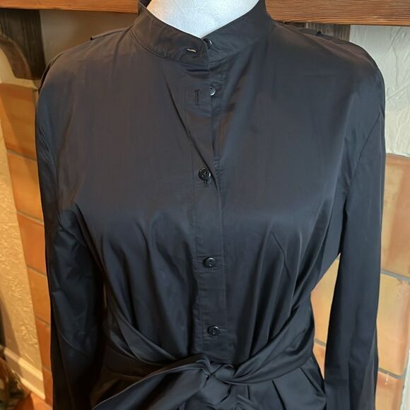 Tibi Satin Poplin Tie-front Shirt, Black, size 8 - Picture 2 of 10